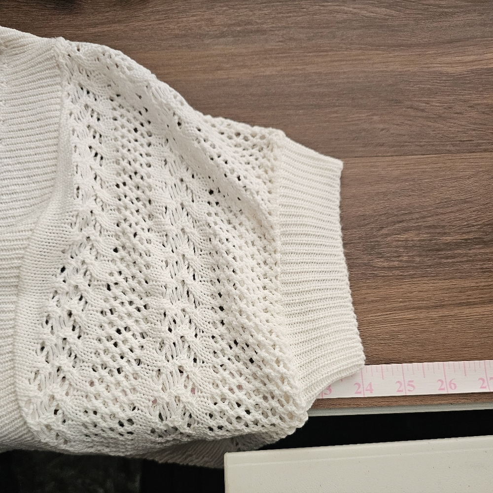 NWT Mary Sophia White Crochet Vest Large - Picture 7 of 10